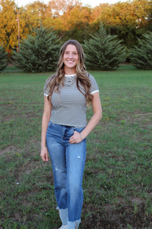 The Blair Striped Tee in Black