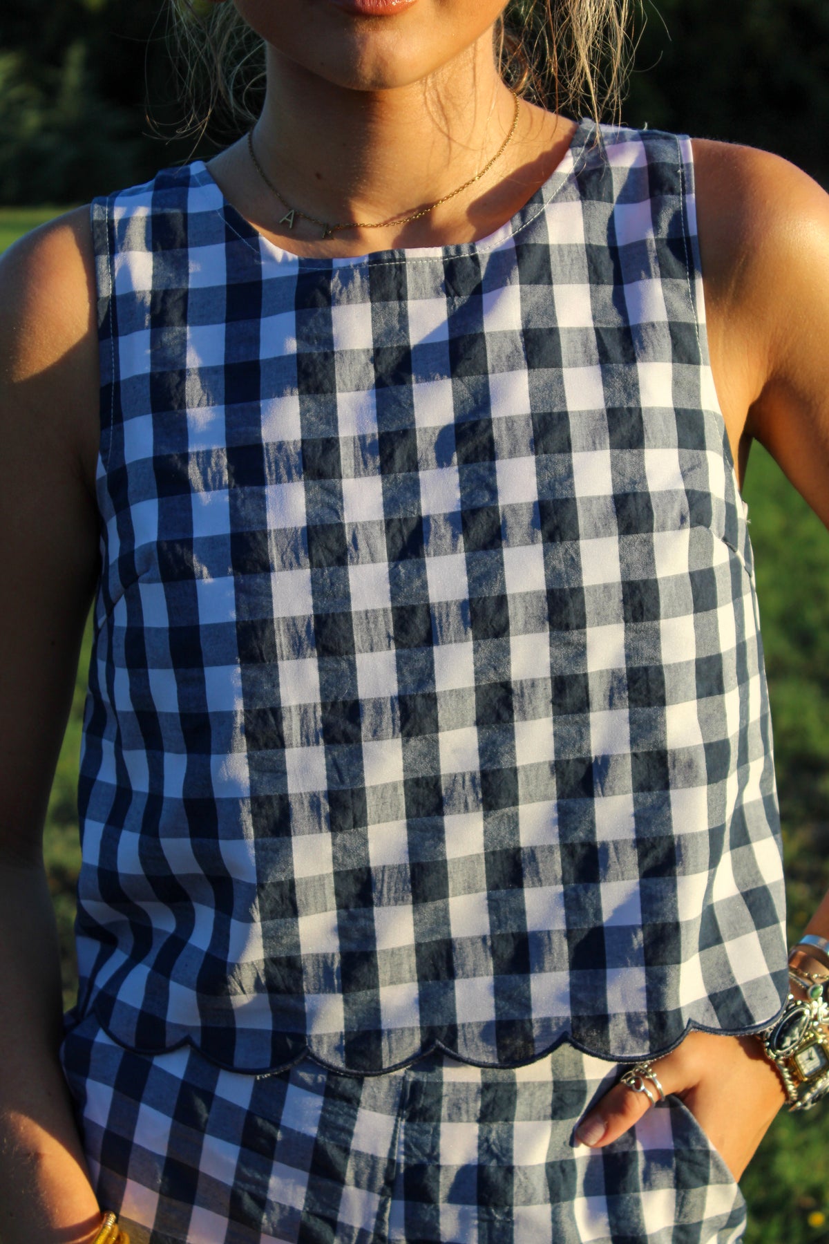 The Gingham Scallop Top