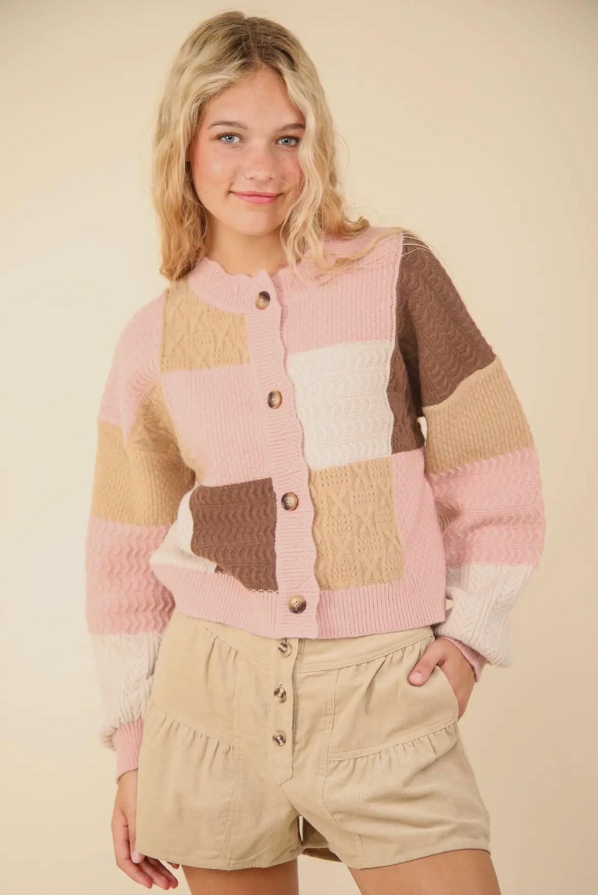 Coffee Date Color Block Cardigan