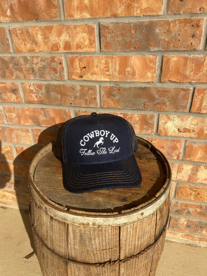 The Cowboy Up Follow The Lord Denim Hat