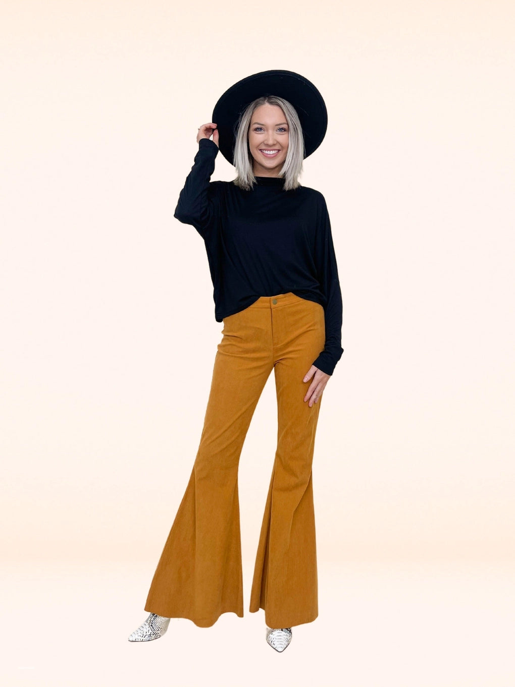 Golden Flare Corduroy Pants