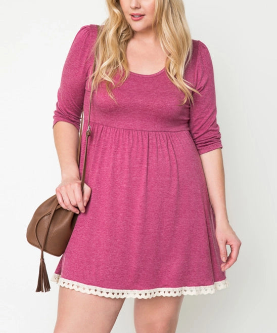 Magenta Lace Babydoll Dress