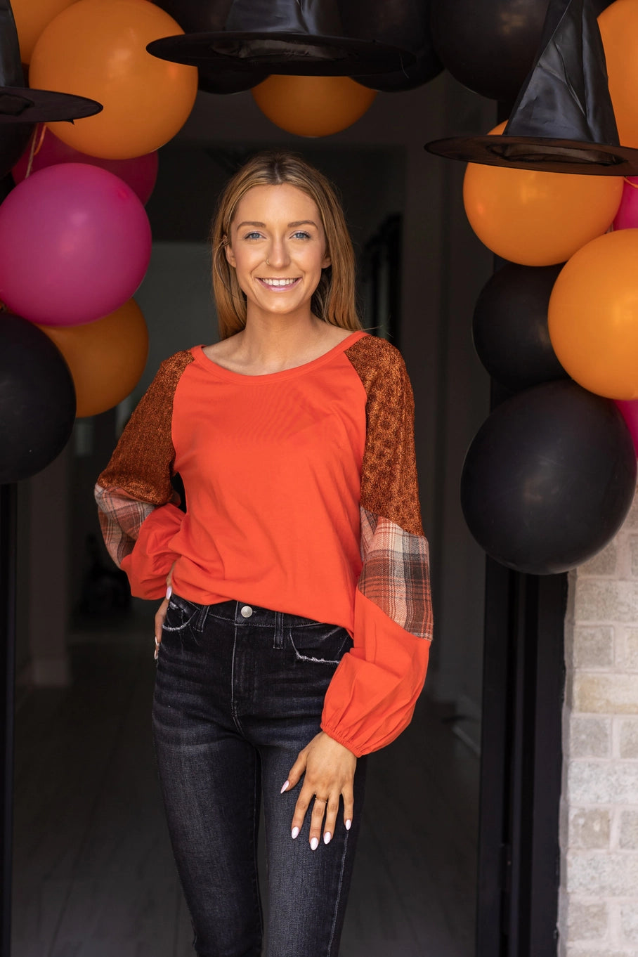 Harvest Vibes Balloon Sleeve Top