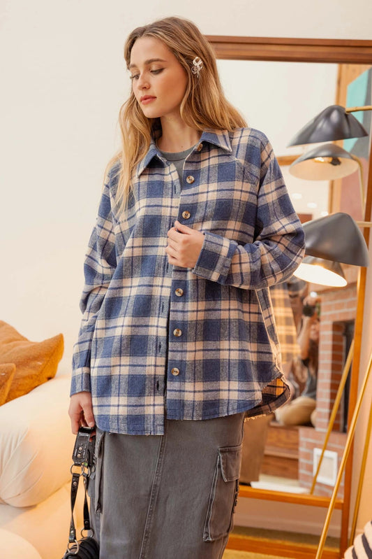 Cozy Plaid Button-Up Shacket