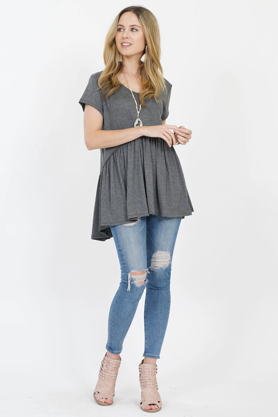 Charcoal Babydoll Top